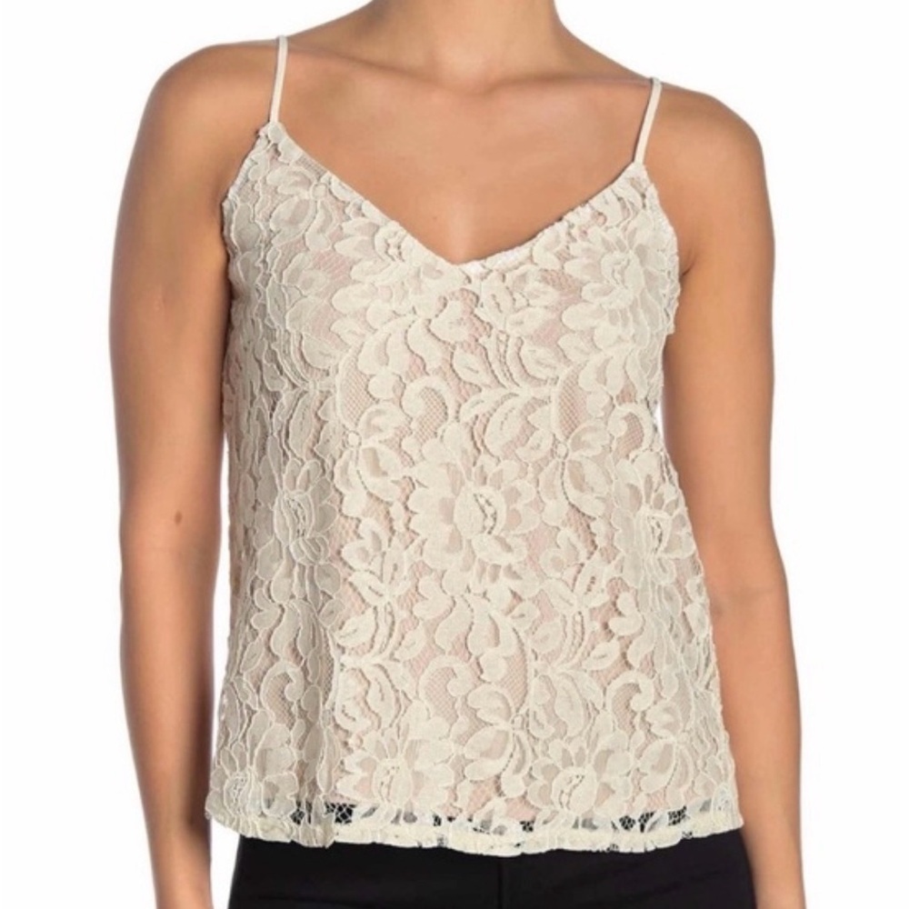 Socialite Floral Lace Cream Lined Camisole Romantic Feminine Cottagecore Sz XL